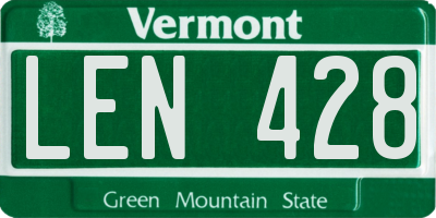 VT license plate LEN428