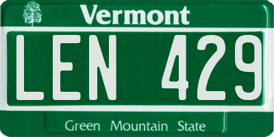 VT license plate LEN429