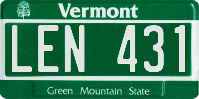 VT license plate LEN431