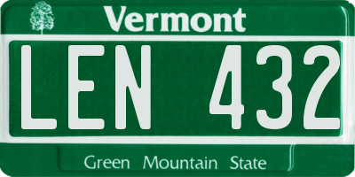 VT license plate LEN432