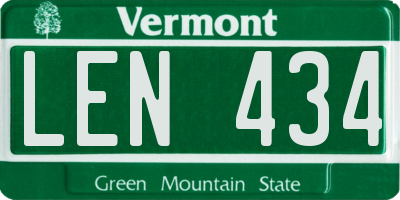 VT license plate LEN434