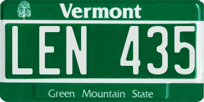 VT license plate LEN435