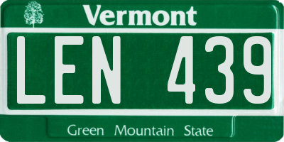 VT license plate LEN439
