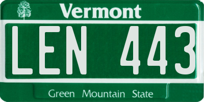 VT license plate LEN443