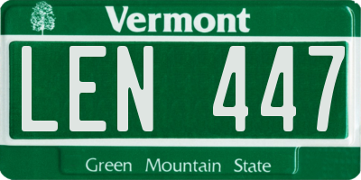 VT license plate LEN447