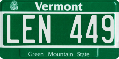 VT license plate LEN449