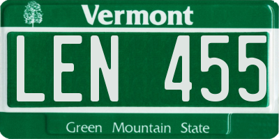 VT license plate LEN455