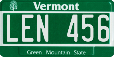 VT license plate LEN456