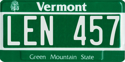 VT license plate LEN457