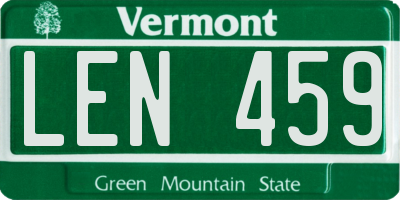 VT license plate LEN459