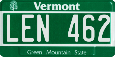 VT license plate LEN462