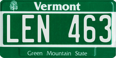 VT license plate LEN463