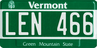 VT license plate LEN466