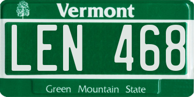 VT license plate LEN468
