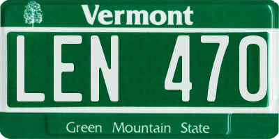 VT license plate LEN470
