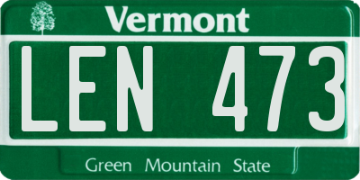 VT license plate LEN473