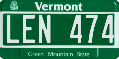 VT license plate LEN474