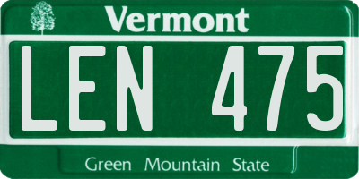 VT license plate LEN475