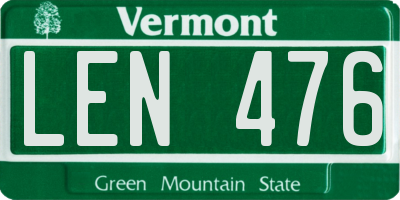VT license plate LEN476