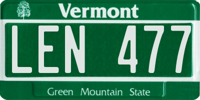VT license plate LEN477