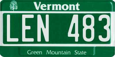 VT license plate LEN483