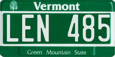 VT license plate LEN485