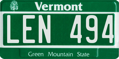VT license plate LEN494