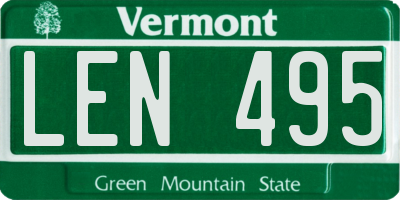 VT license plate LEN495