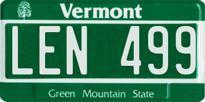 VT license plate LEN499