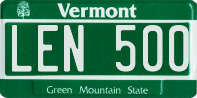 VT license plate LEN500