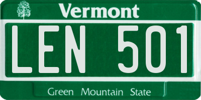 VT license plate LEN501