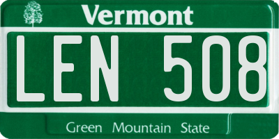 VT license plate LEN508