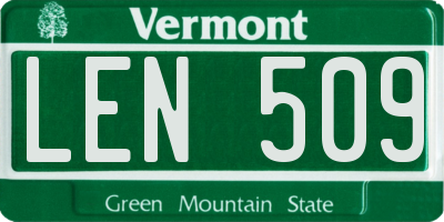 VT license plate LEN509