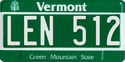 VT license plate LEN512