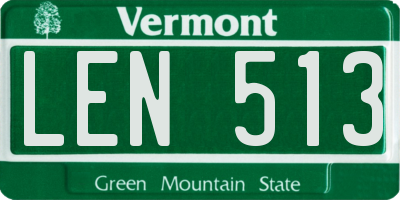 VT license plate LEN513
