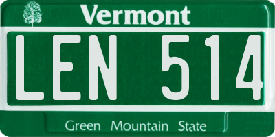 VT license plate LEN514