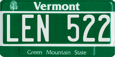 VT license plate LEN522