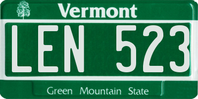 VT license plate LEN523