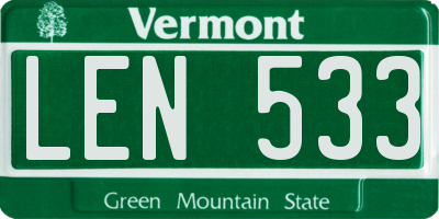 VT license plate LEN533
