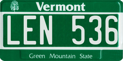 VT license plate LEN536