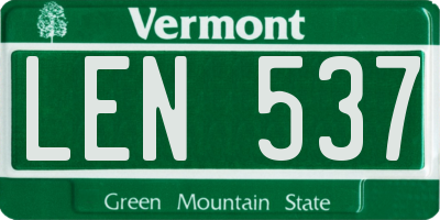 VT license plate LEN537