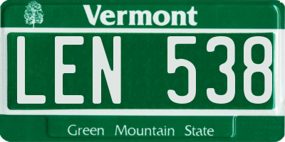 VT license plate LEN538