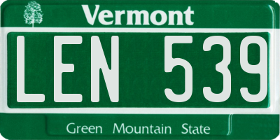 VT license plate LEN539