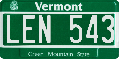 VT license plate LEN543
