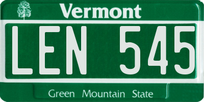 VT license plate LEN545