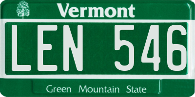 VT license plate LEN546