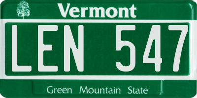 VT license plate LEN547
