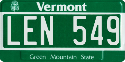 VT license plate LEN549