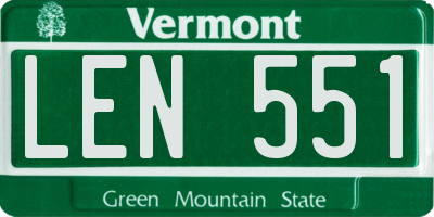 VT license plate LEN551