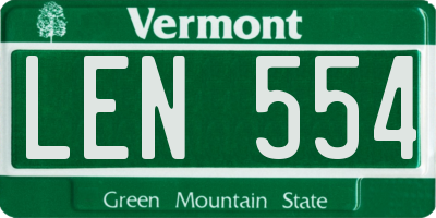VT license plate LEN554